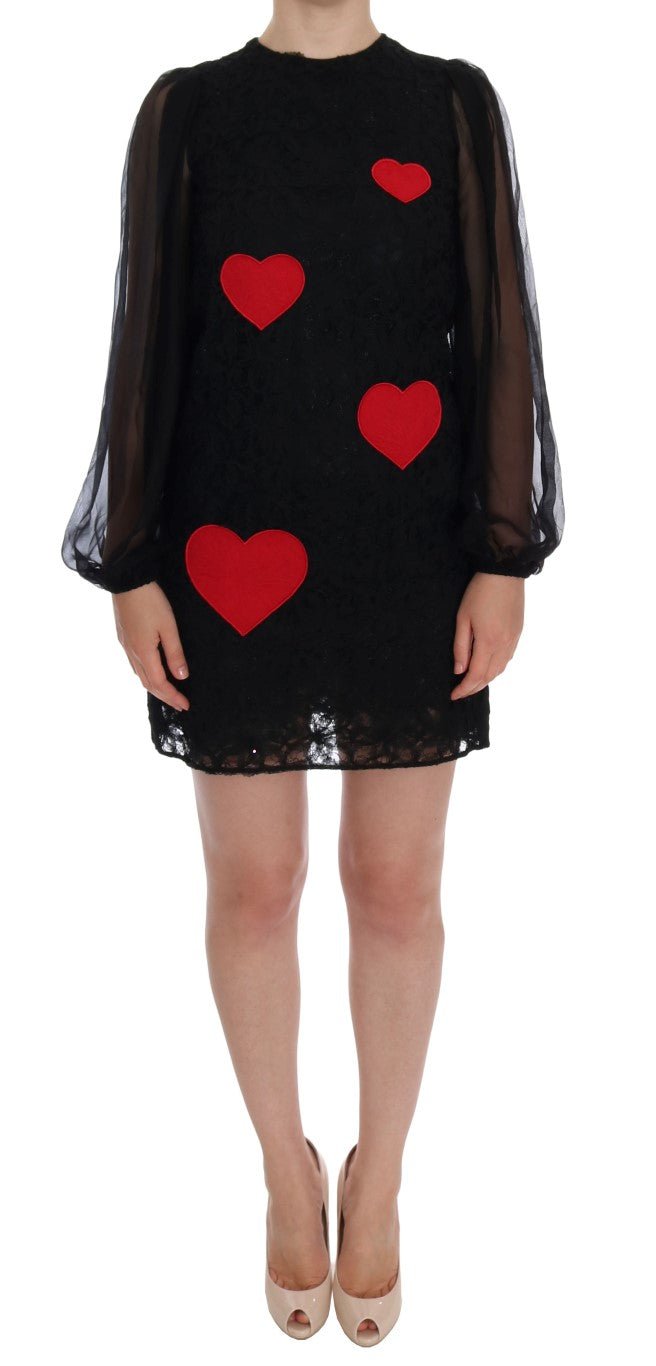 Black Lace Red Heart Shift Dress - coffeewithmee2Dolce & GabbanaP1984S