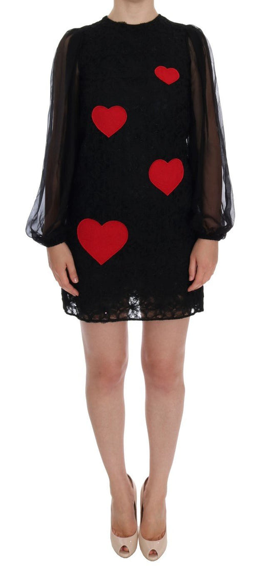 Black Lace Red Heart Shift Dress - coffeewithmee2Dolce & GabbanaP1984S
