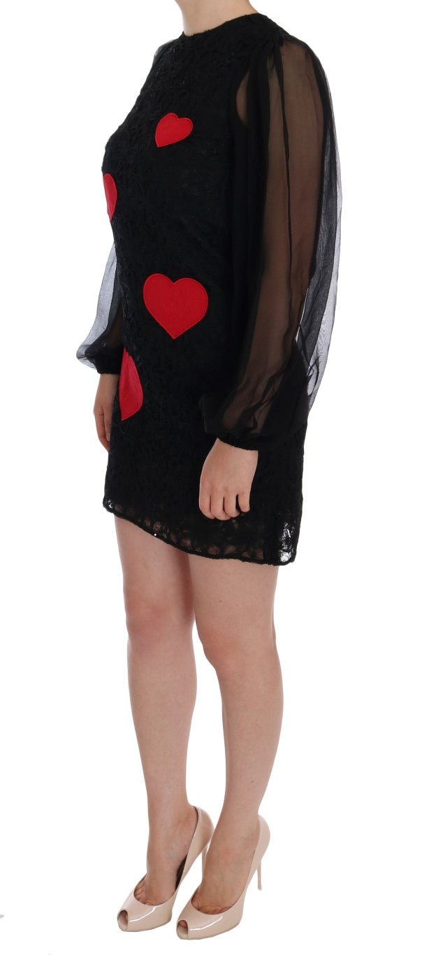 Black Lace Red Heart Shift Dress - coffeewithmee2Dolce & GabbanaP1984S