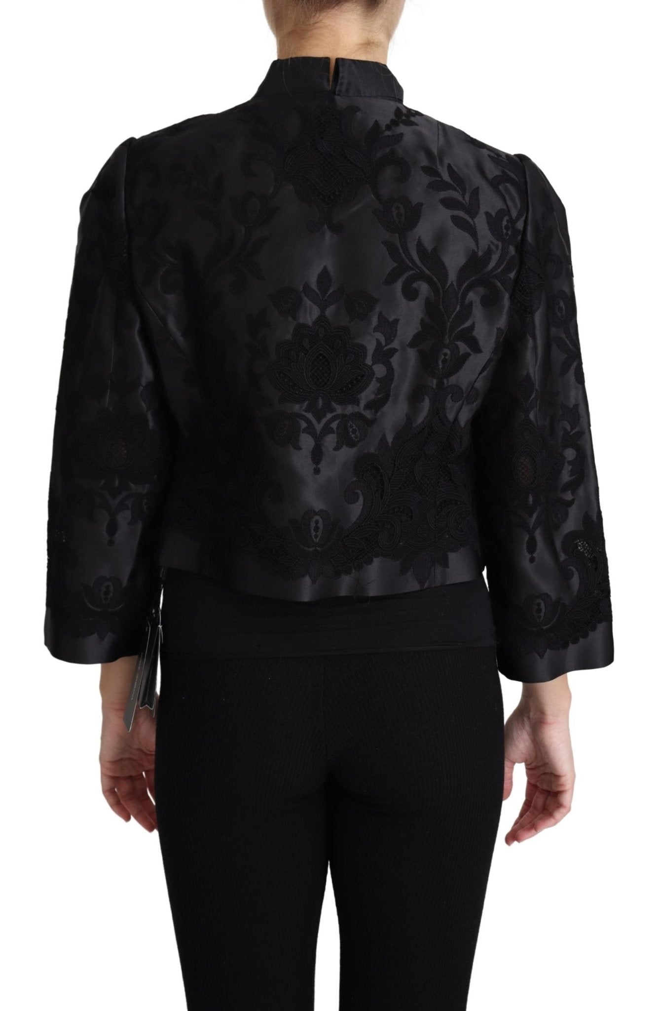 Black Lace Sheer Corset Organza Silk Jacket - coffeewithmee2Dolce & GabbanaP3817S