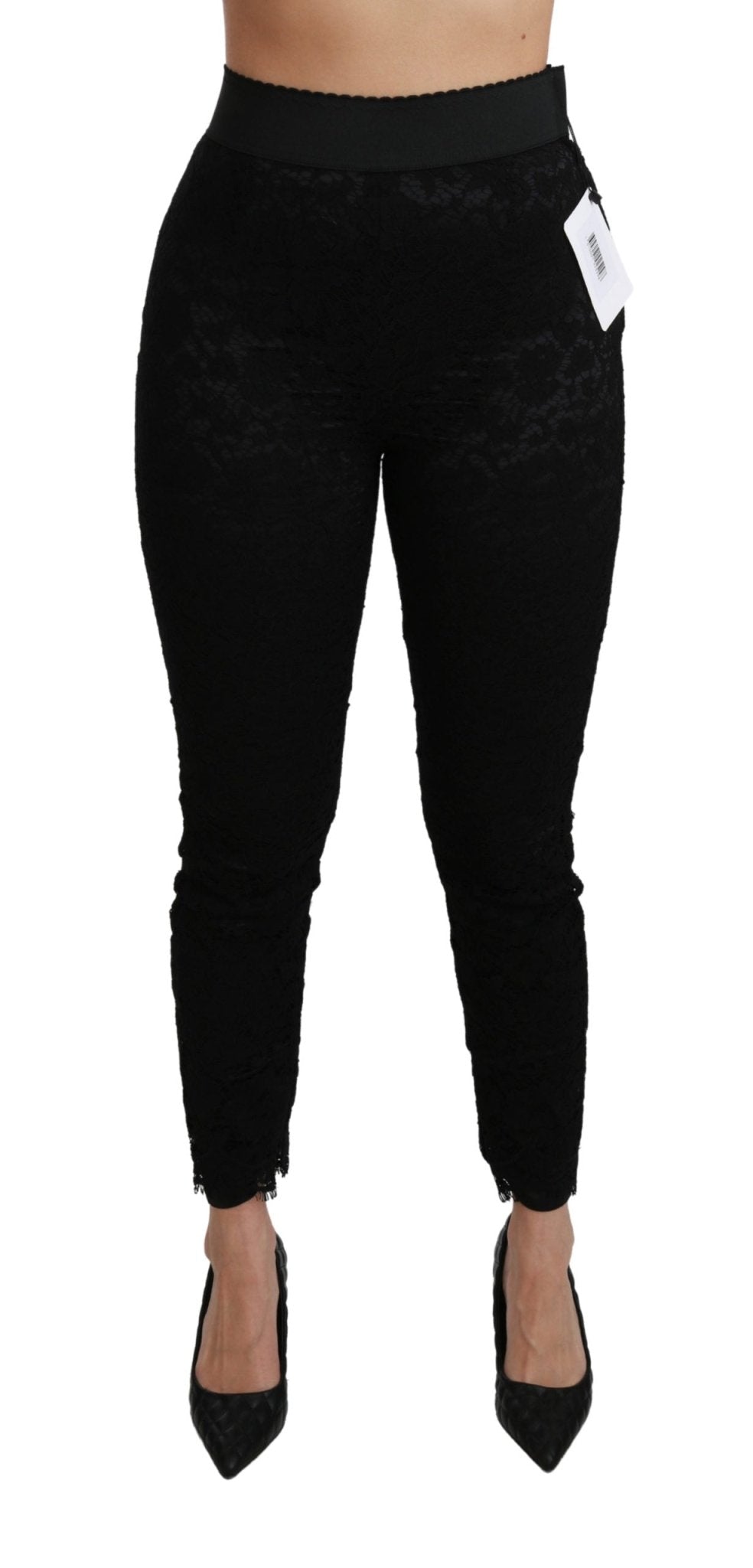 Black Lace Skinny High Waist Cotton Pants - coffeewithmee2Dolce & GabbanaP2961S