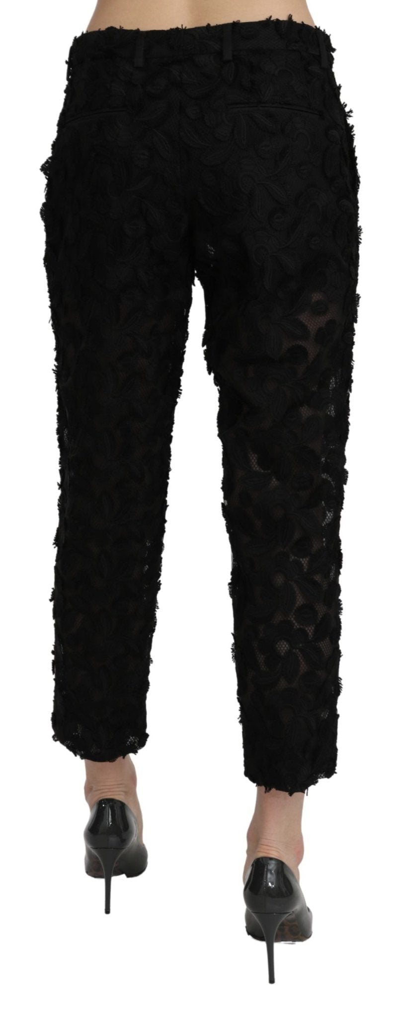 Black Lace Straight Cropped High Waist Pants - coffeewithmee2Dolce & GabbanaP3210S