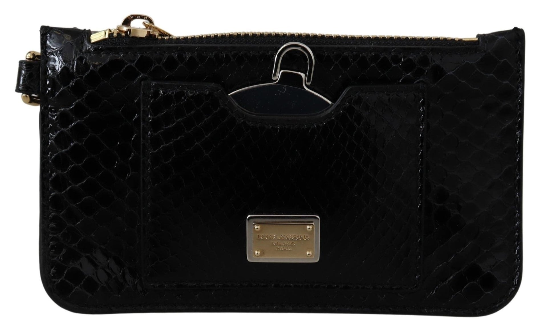 Black Leather Coin Purse Wristlet Mirror Agnese Wallet - coffeewithmee2Dolce & GabbanaP0313S