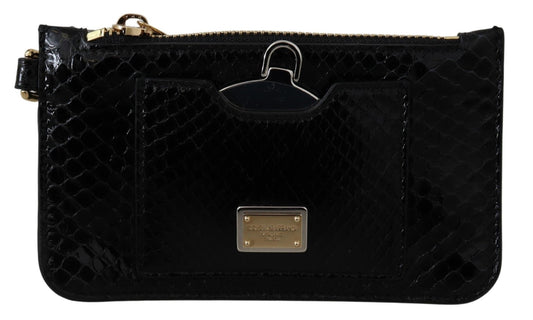 Black Leather Coin Purse Wristlet Mirror Agnese Wallet - coffeewithmee2Dolce & GabbanaP0313S