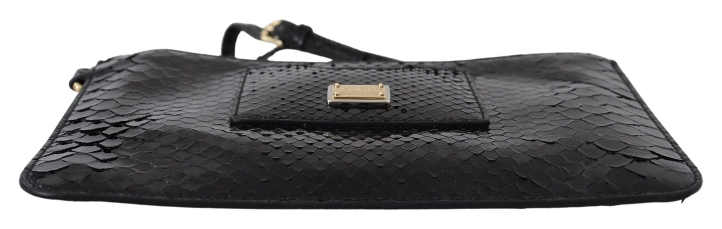 Black Leather Coin Purse Wristlet Mirror Agnese Wallet - coffeewithmee2Dolce & GabbanaP0381S