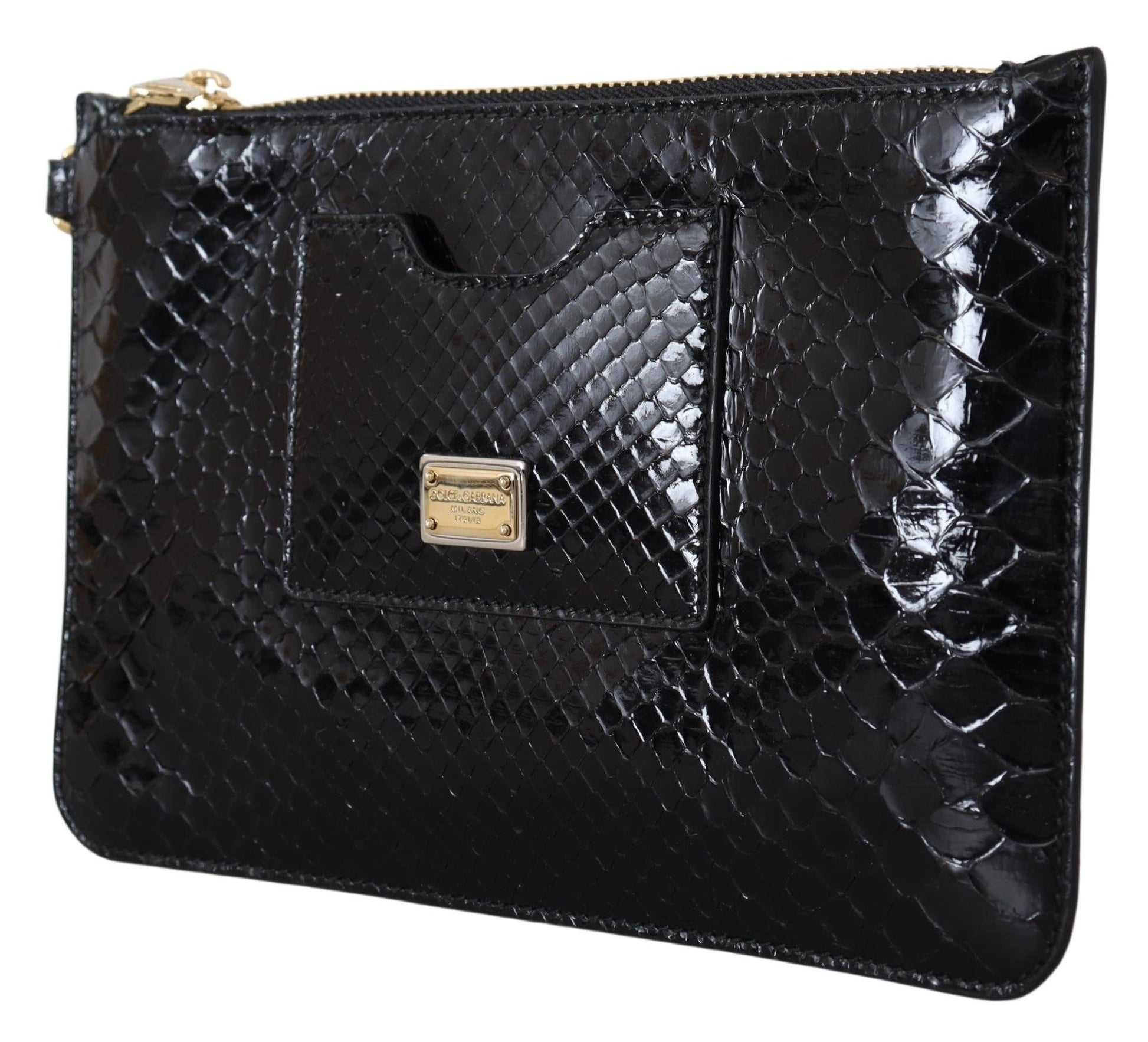 Black Leather Coin Purse Wristlet Mirror Agnese Wallet - coffeewithmee2Dolce & GabbanaP0381S