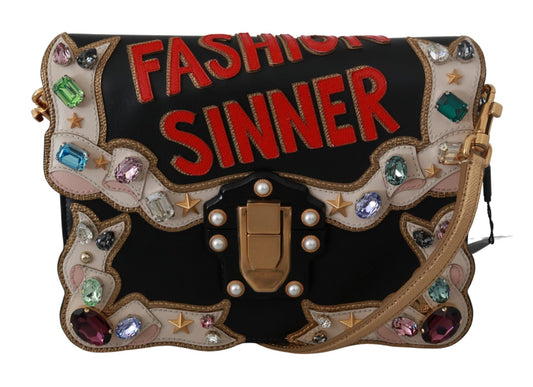Black Leather Crystal Fashion Sinner Borse LUCIA Purse - coffeewithmee2Dolce & GabbanaP0042S