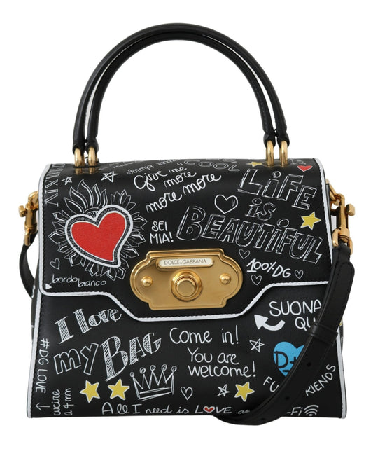 Black Leather DG Heart Crossbody WELCOME Purse - coffeewithmee2Dolce & GabbanaP0100S