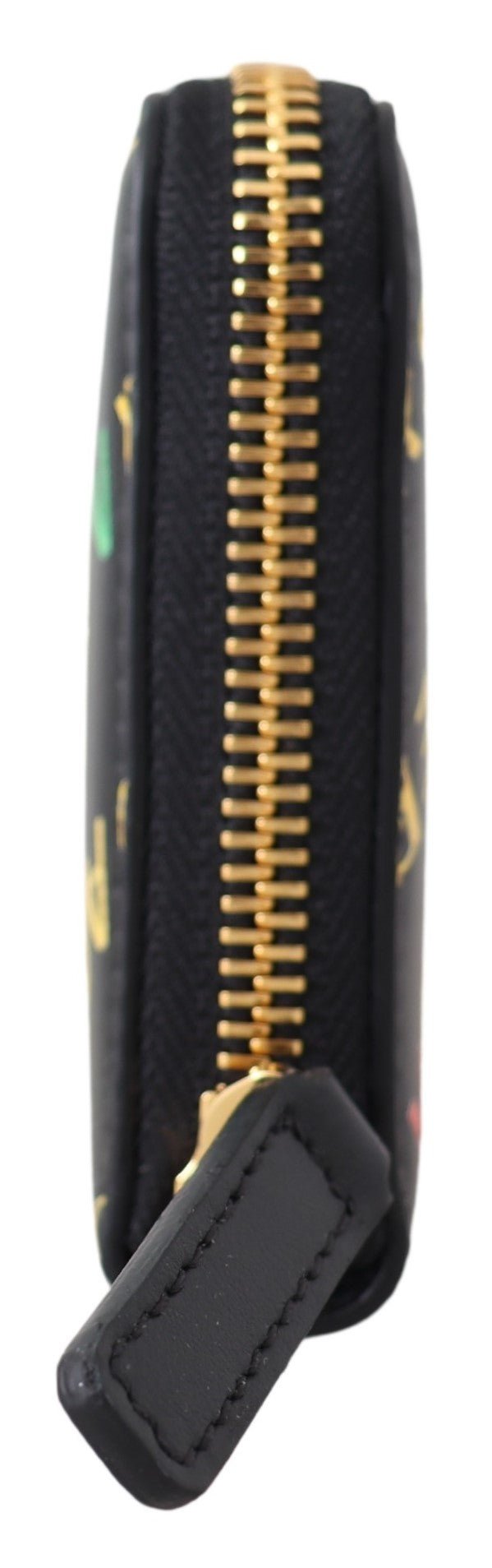 Black Leather Zip Around Wallet - coffeewithmee2VersaceP0219S