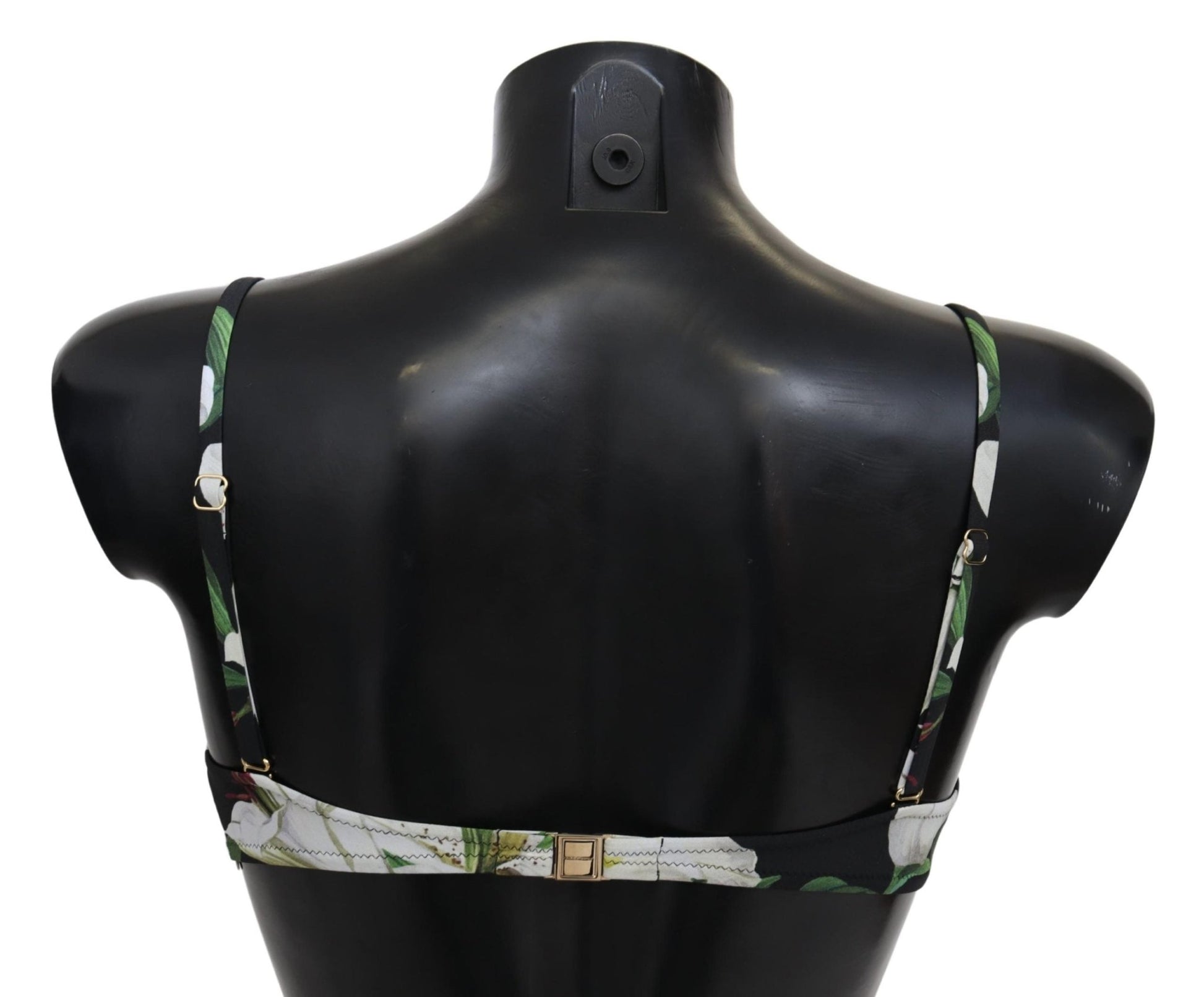 Black Lilies Print Nylon Swimwear Bikini Tops - coffeewithmee2Dolce & GabbanaP4153S