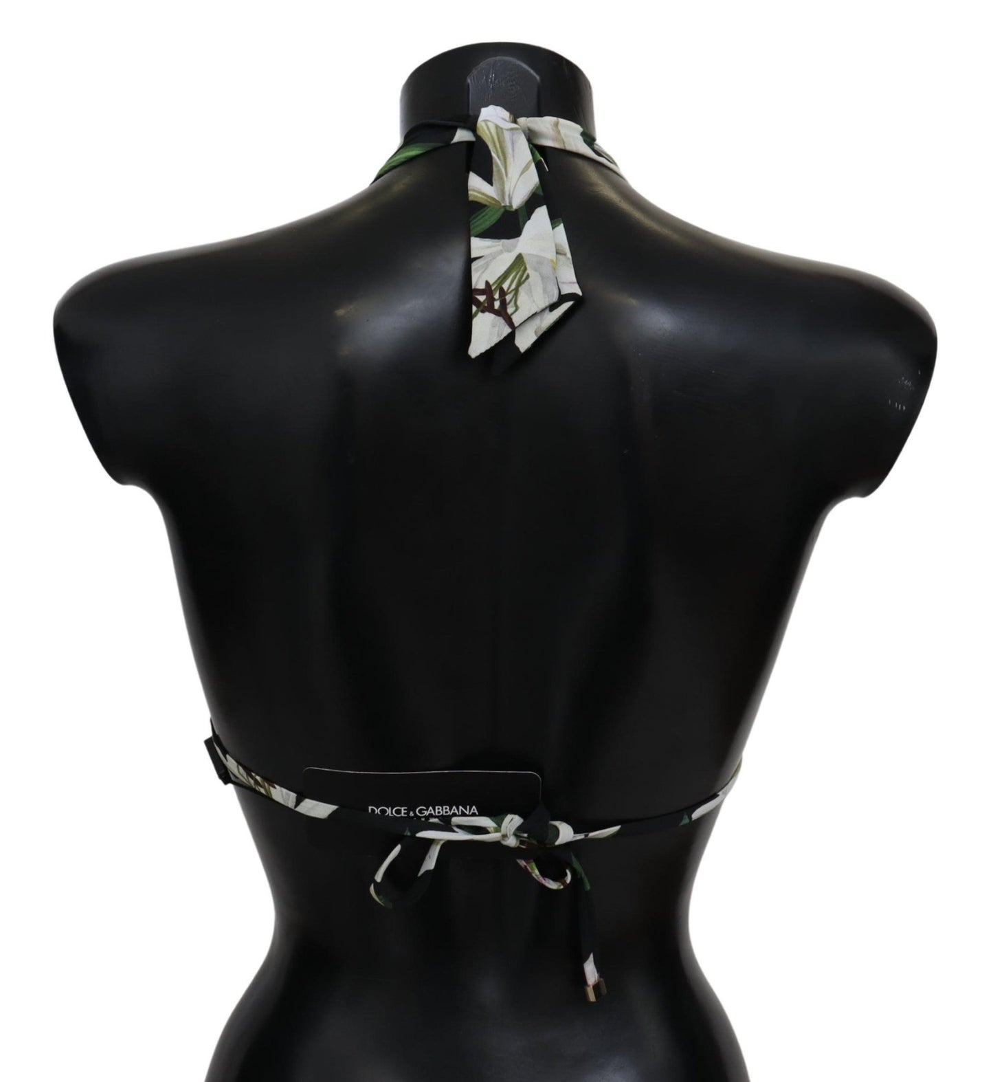 Black Lilies Print Nylon Swimwear Bikini Tops - coffeewithmee2Dolce & GabbanaP4152S