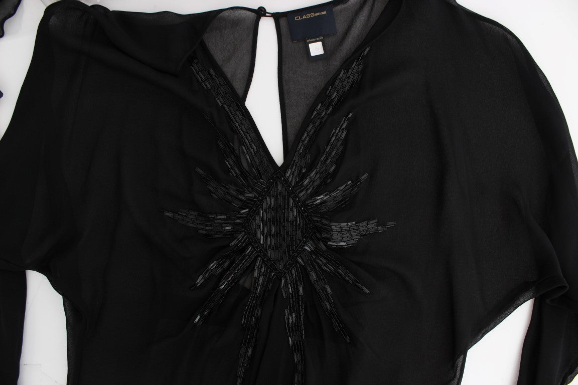 Black long sleeve silk dress - coffeewithmee2CavalliP0615S