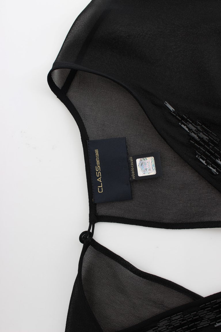 Black long sleeve silk dress - coffeewithmee2CavalliP0615S