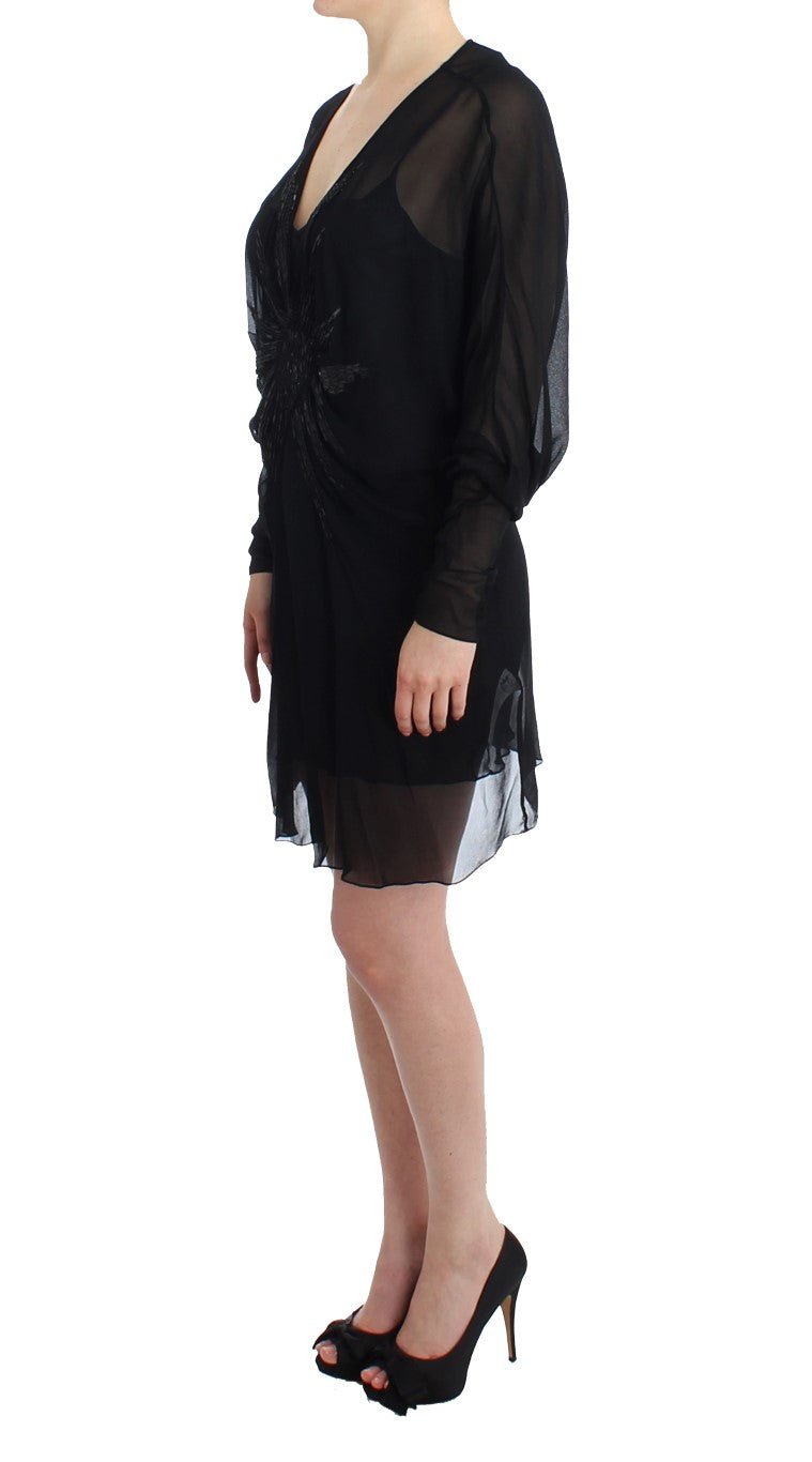 Black long sleeve silk dress - coffeewithmee2CavalliP0615S