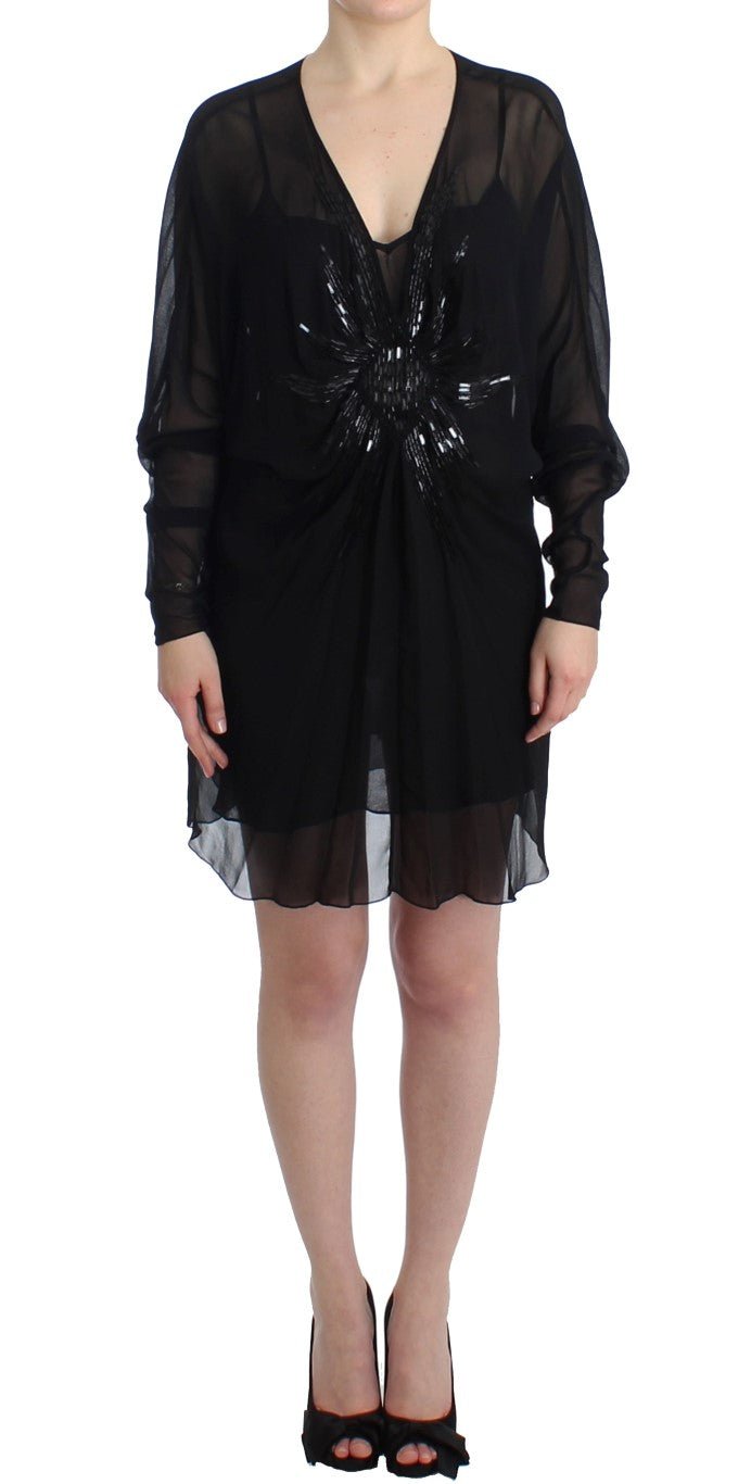 Black long sleeve silk dress - coffeewithmee2CavalliP0615S