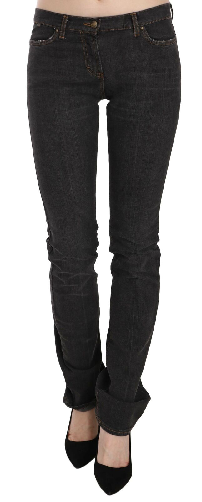 Black Low Waist Skinny Denim Trousers Pants Jeans - coffeewithmee2Just CavalliP2308S