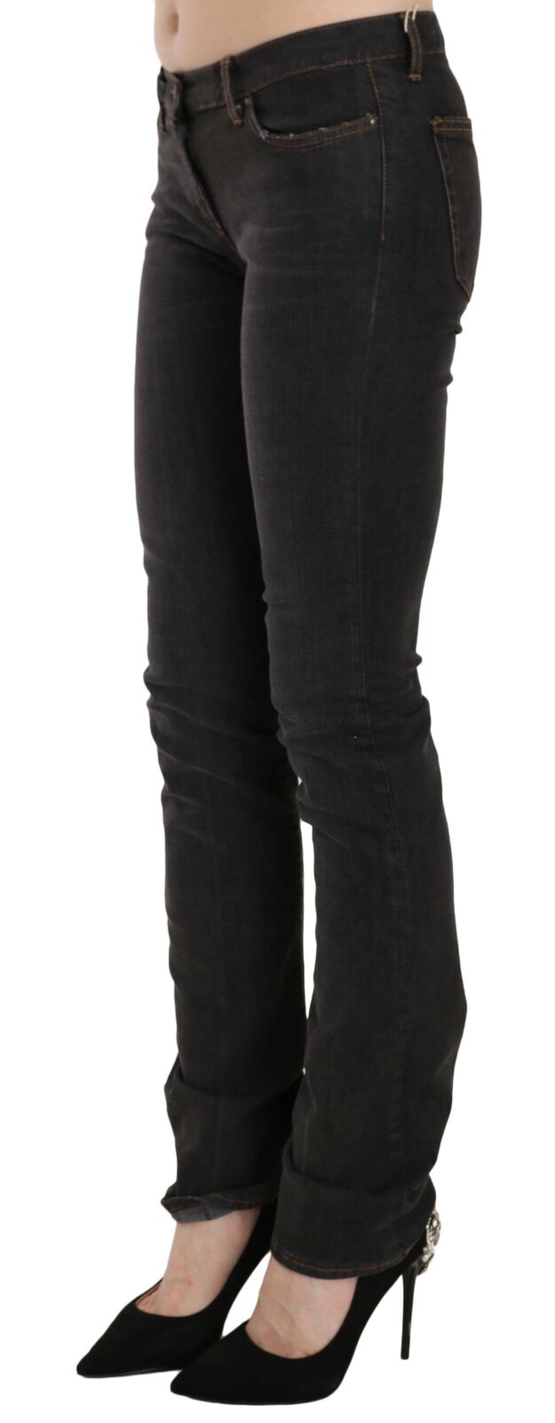 Black Low Waist Skinny Denim Trousers Pants Jeans - coffeewithmee2Just CavalliP2308S