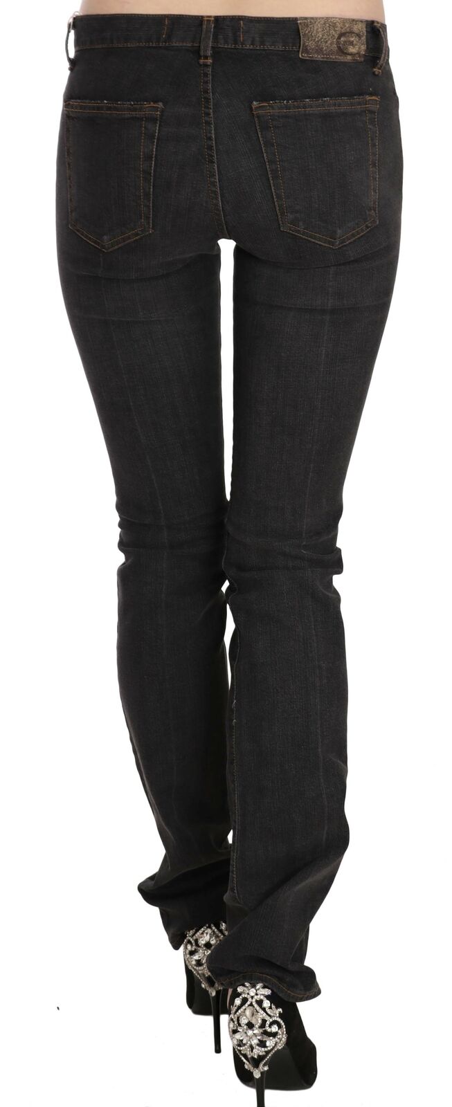 Black Low Waist Skinny Denim Trousers Pants Jeans - coffeewithmee2Just CavalliP2308S