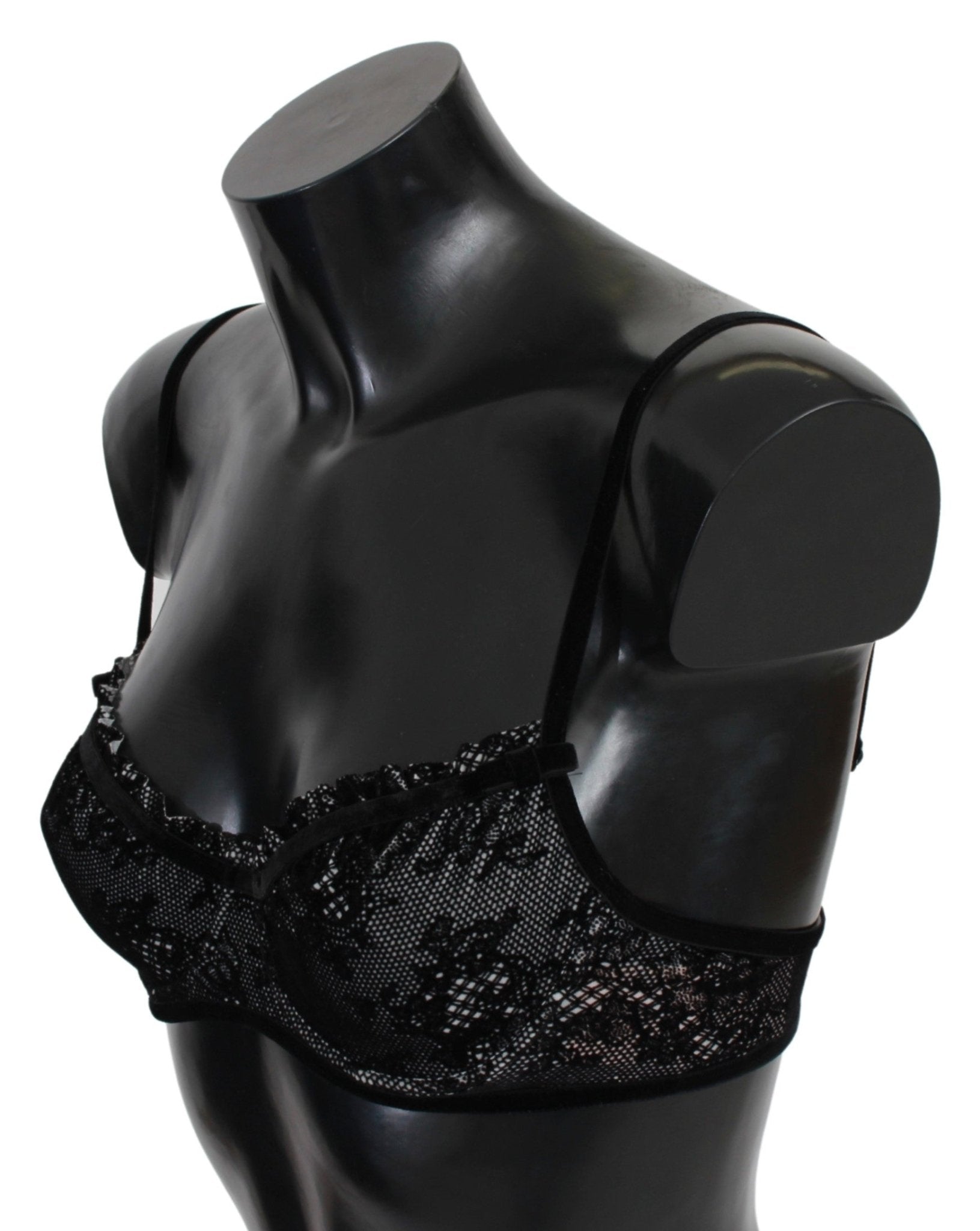Black Mesh Balconcino Bra Nylon Underwear - coffeewithmee2Ermanno ScervinoP3206S
