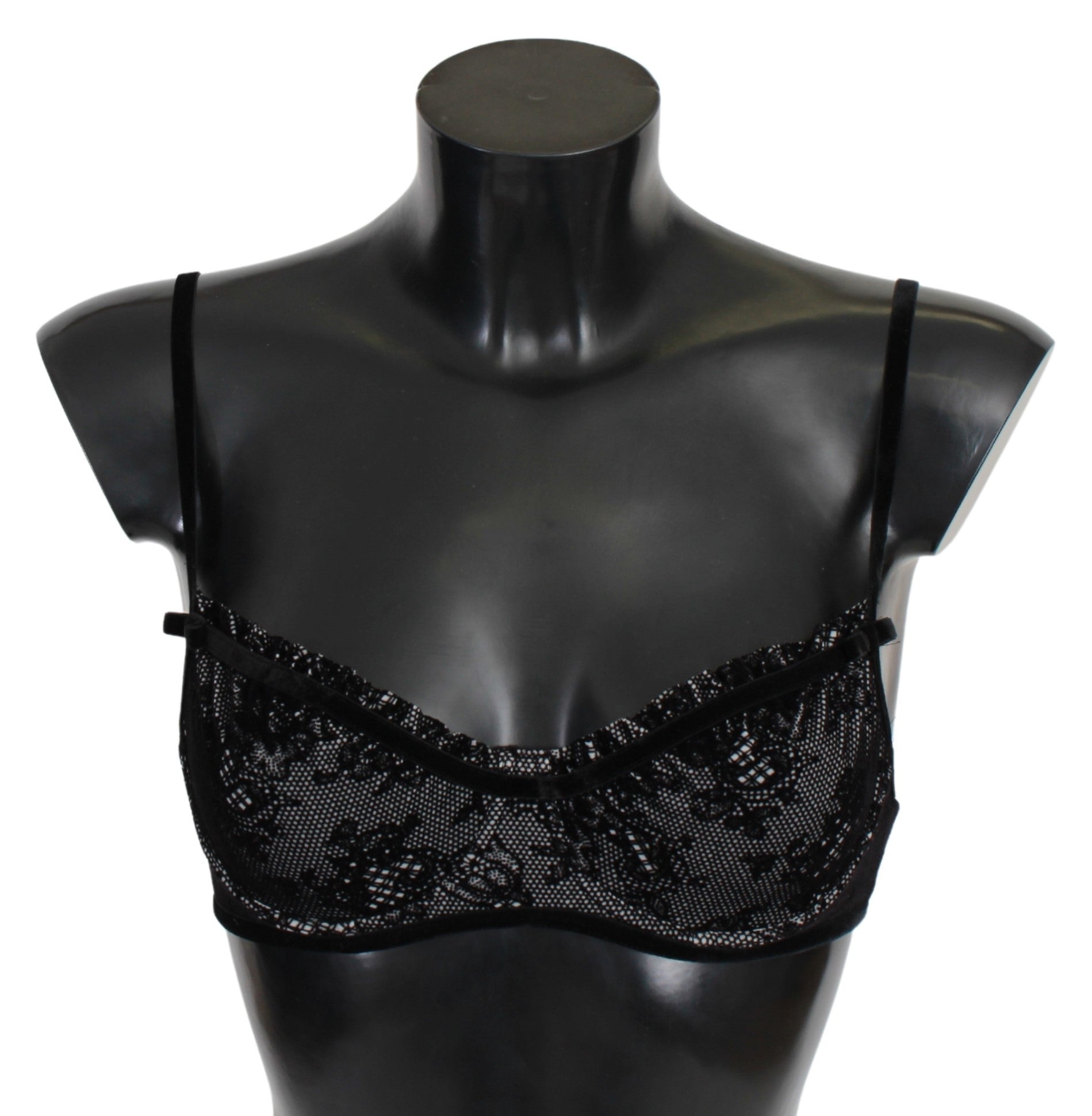 Black Mesh Balconcino Bra Nylon Underwear - coffeewithmee2Ermanno ScervinoP3206S