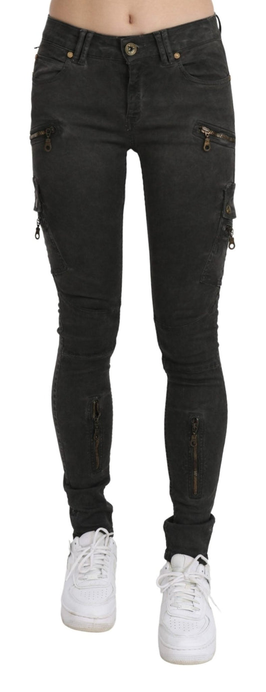 Black Mid Waist Skinny Flared Denim Trouser Cotton Jeans - coffeewithmee2John GallianoP3282S