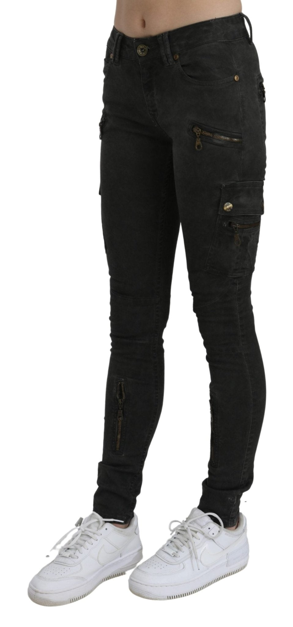 Black Mid Waist Skinny Flared Denim Trouser Cotton Jeans - coffeewithmee2John GallianoP3282S