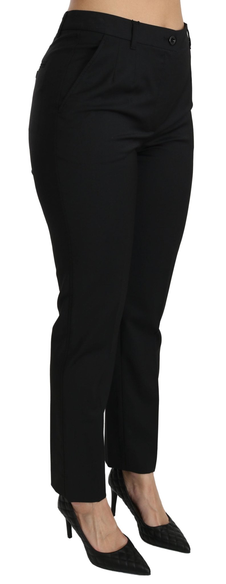 Black Mid Waist Skinny Formal Wool Stretch Pants - coffeewithmee2Dolce & GabbanaP2704S