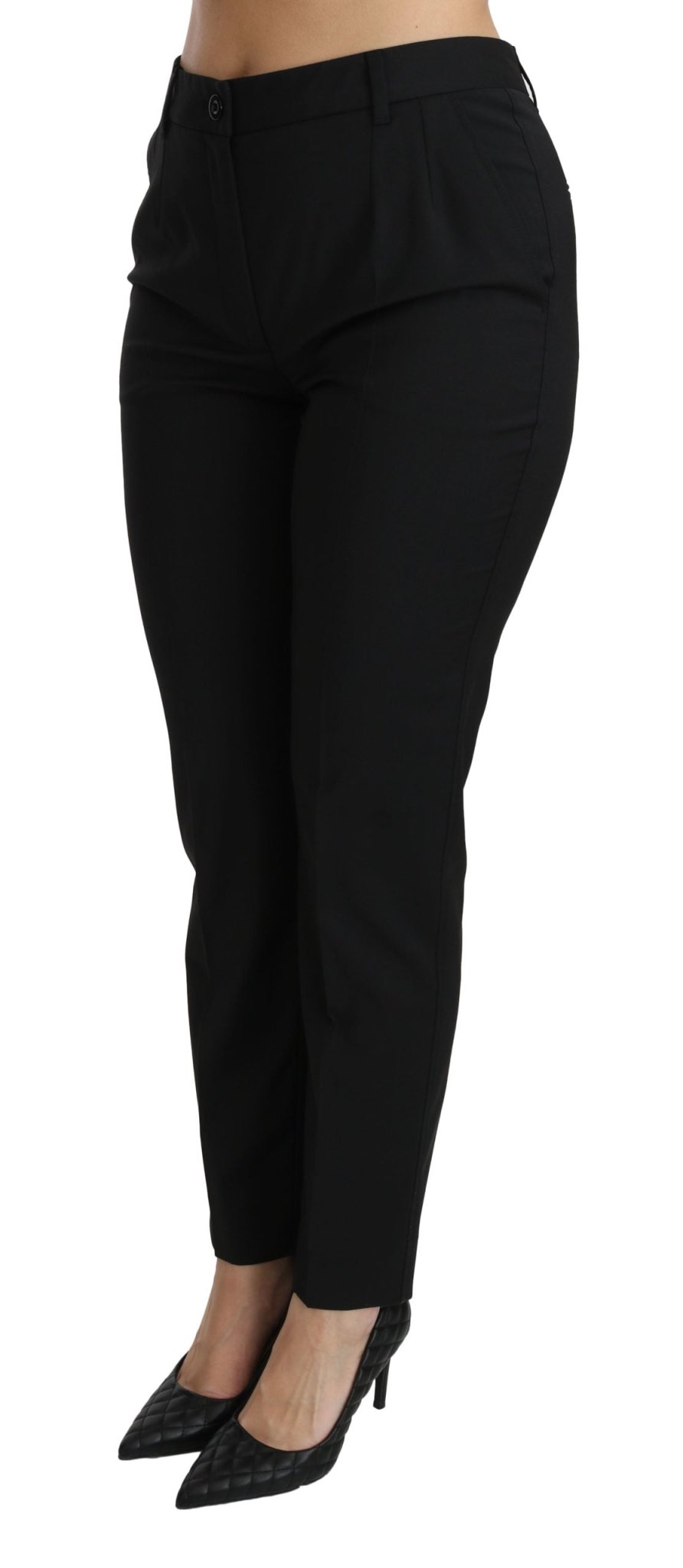 Black Mid Waist Skinny Formal Wool Stretch Pants - coffeewithmee2Dolce & GabbanaP2704S