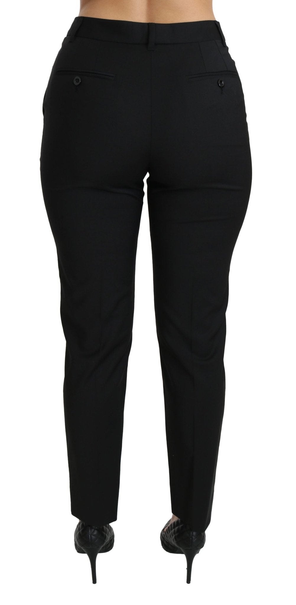 Black Mid Waist Skinny Formal Wool Stretch Pants - coffeewithmee2Dolce & GabbanaP2704S