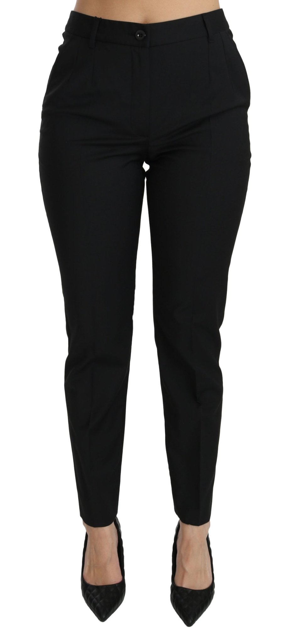 Black Mid Waist Skinny Formal Wool Stretch Pants - coffeewithmee2Dolce & GabbanaP2704S