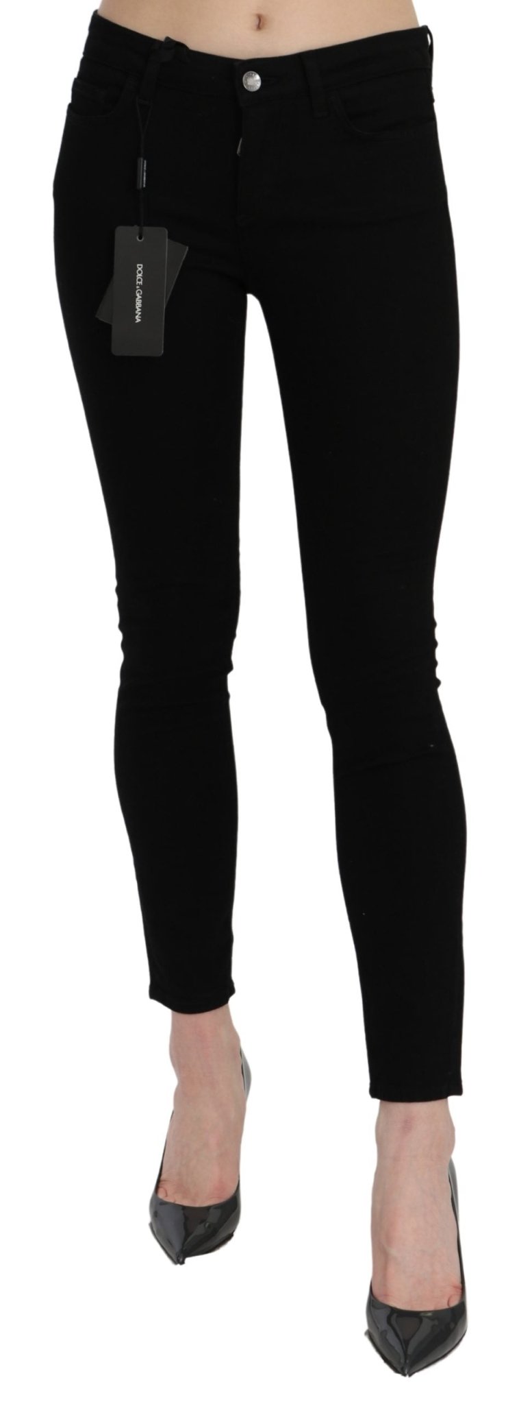 Black Mid Waist Skinny PRETTY Cotton Jeans - coffeewithmee2Dolce & GabbanaP3216S