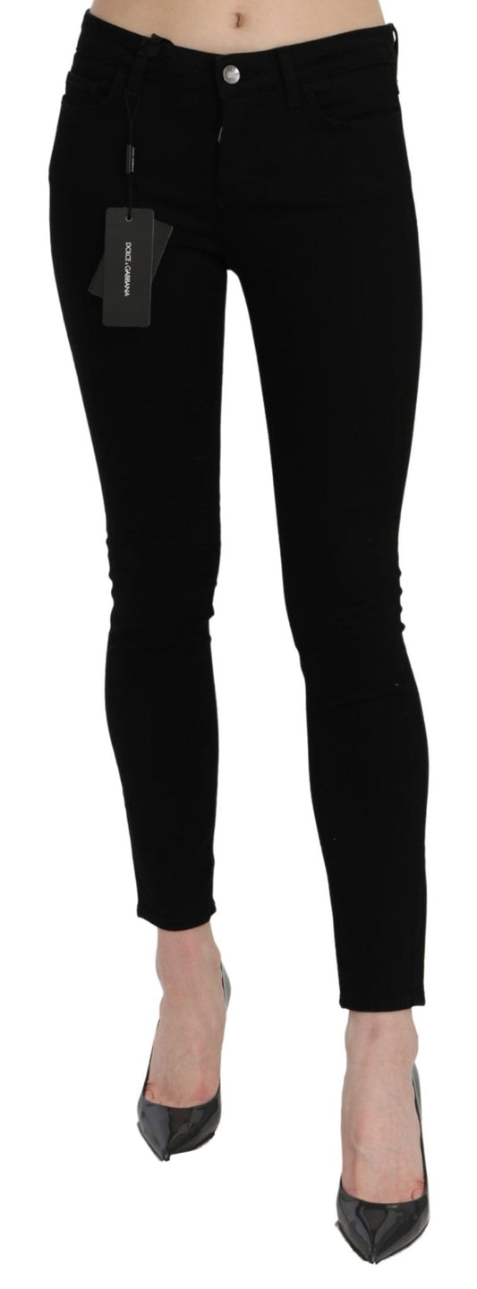 Black Mid Waist Skinny PRETTY Cotton Jeans - coffeewithmee2Dolce & GabbanaP3216S