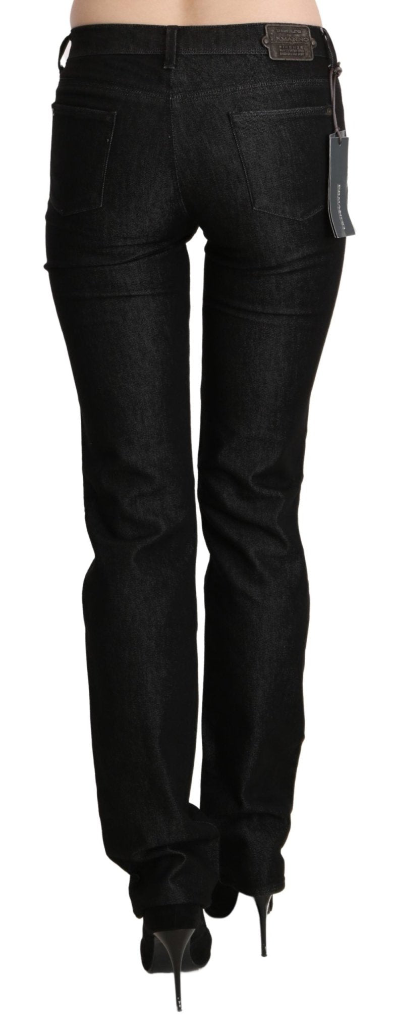Black Mid Waist Skinny Slim Denim Trouser - coffeewithmee2Ermanno ScervinoP3338S