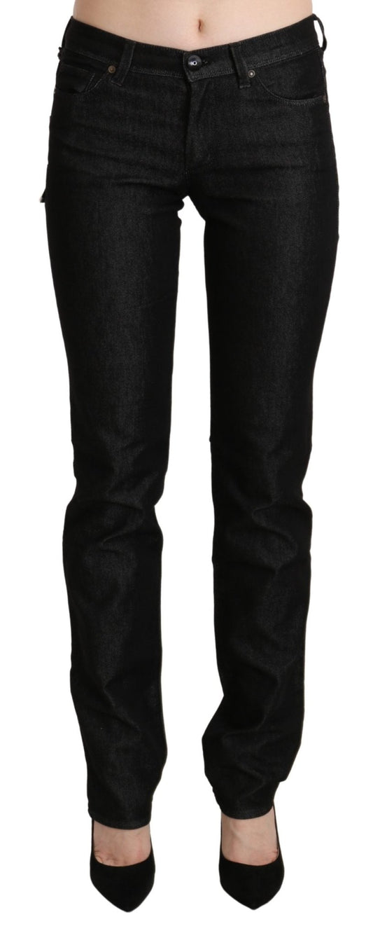 Black Mid Waist Skinny Slim Denim Trouser - coffeewithmee2Ermanno ScervinoP3338S