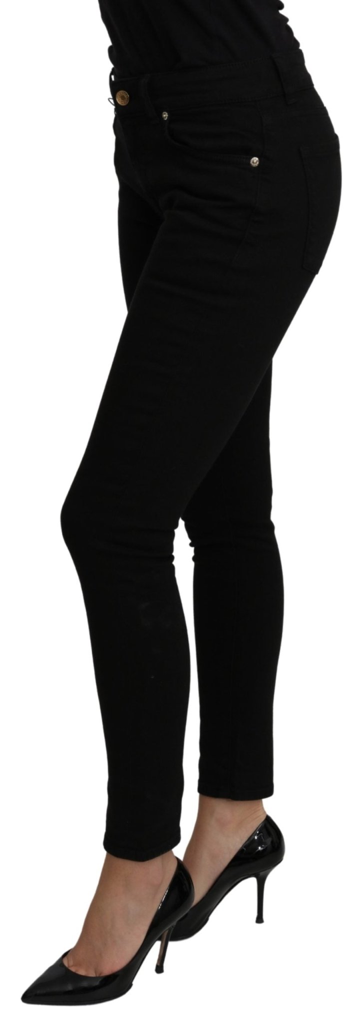 Black Mid Waist Slim Fit Slim Fit Cotton Jeans Pant - coffeewithmee2Dolce & GabbanaP3225S
