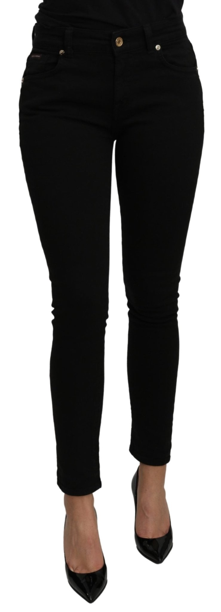 Black Mid Waist Slim Fit Slim Fit Cotton Jeans Pant - coffeewithmee2Dolce & GabbanaP3225S