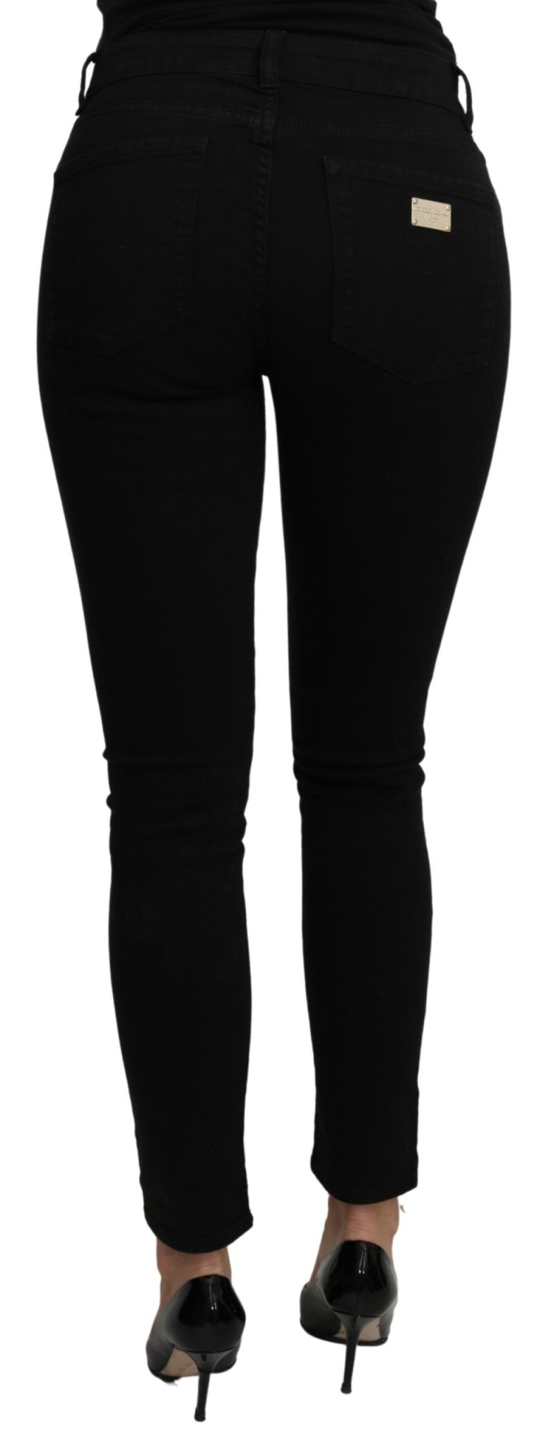 Black Mid Waist Slim Fit Slim Fit Cotton Jeans Pant - coffeewithmee2Dolce & GabbanaP3225S