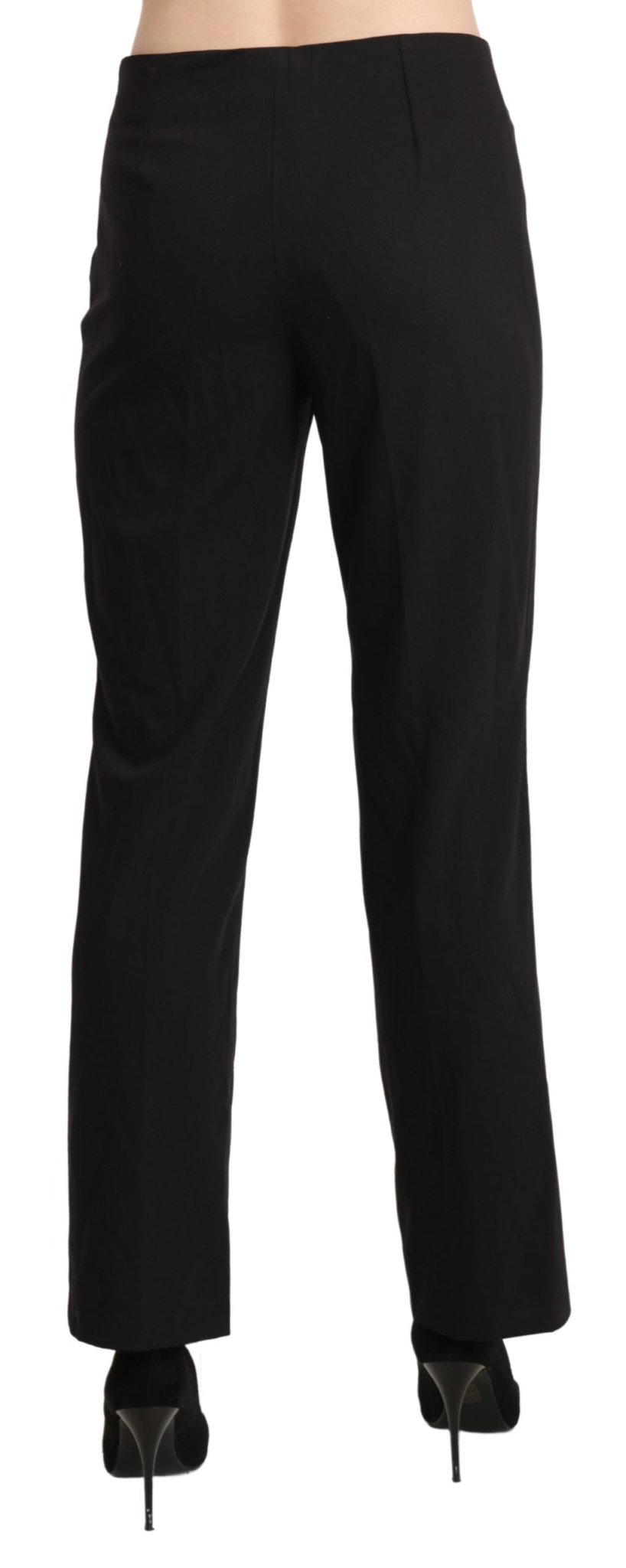 Black Mid Waist Straight Formal Dress Trouser Pants - coffeewithmee2BENCIVENGAP3379S