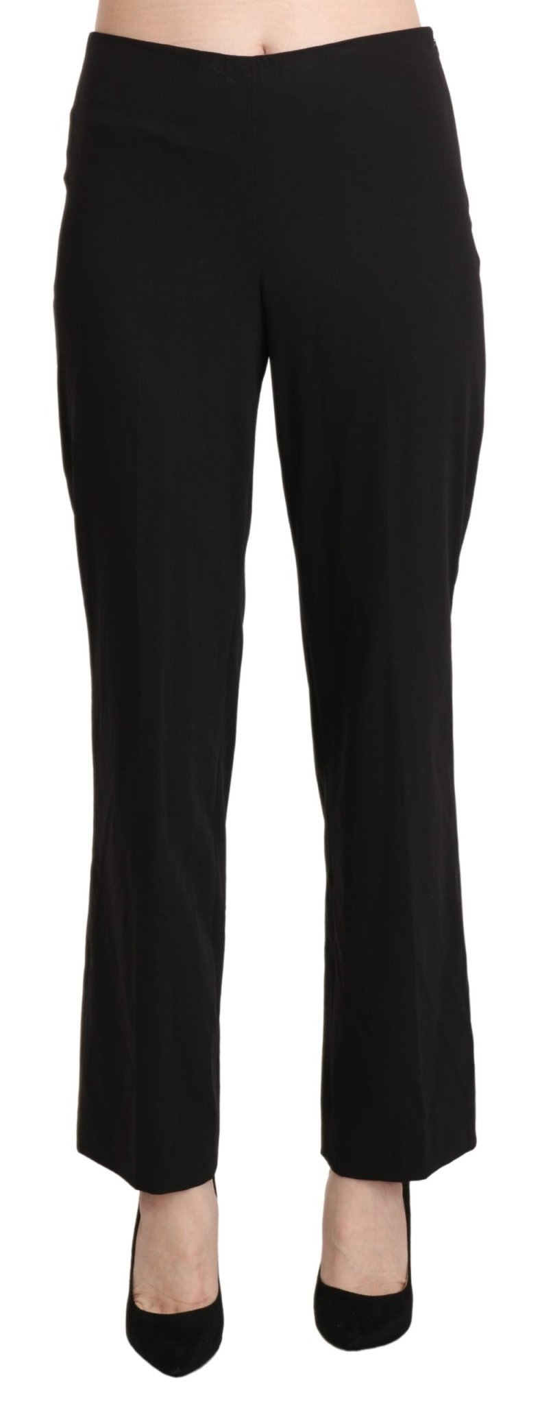 Black Mid Waist Straight Formal Dress Trouser Pants - coffeewithmee2BENCIVENGAP3379S