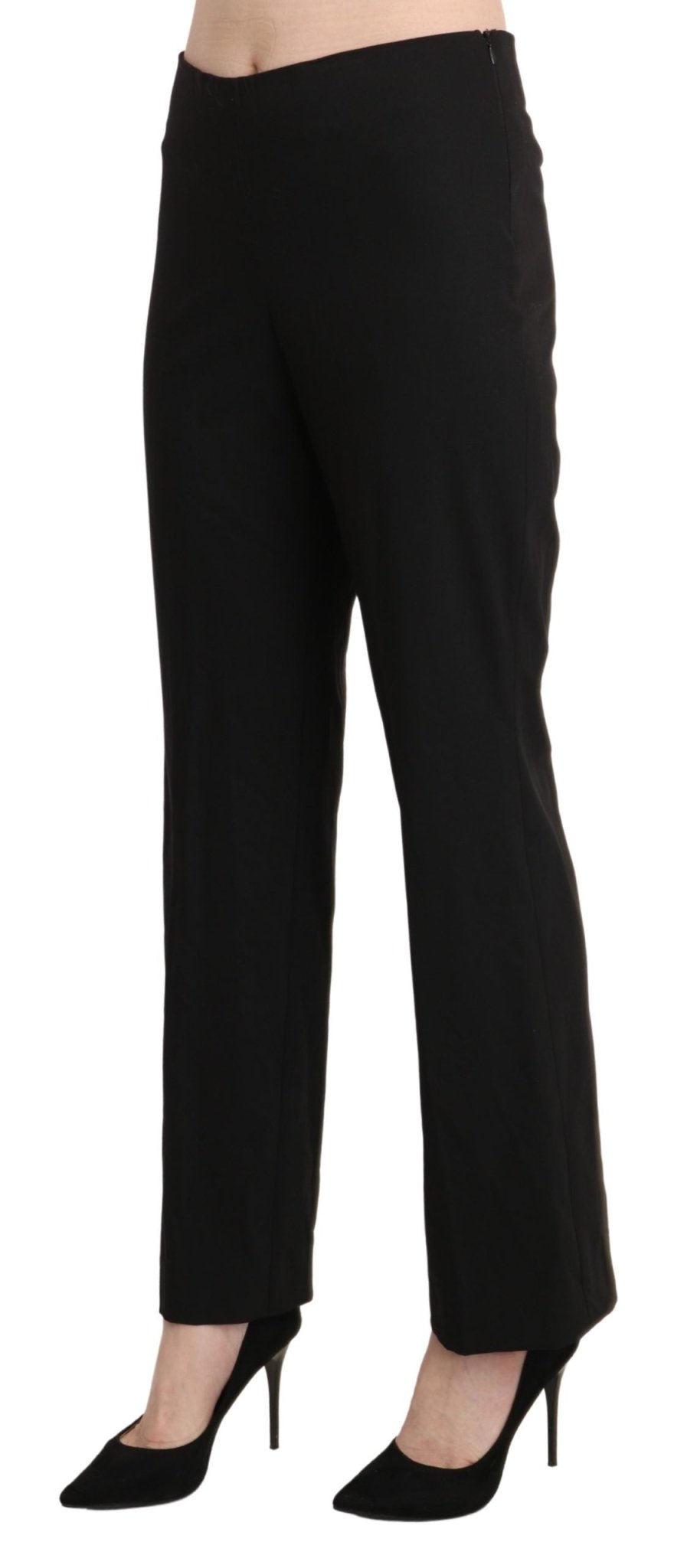 Black Mid Waist Straight Formal Dress Trouser Pants - coffeewithmee2BENCIVENGAP3379S