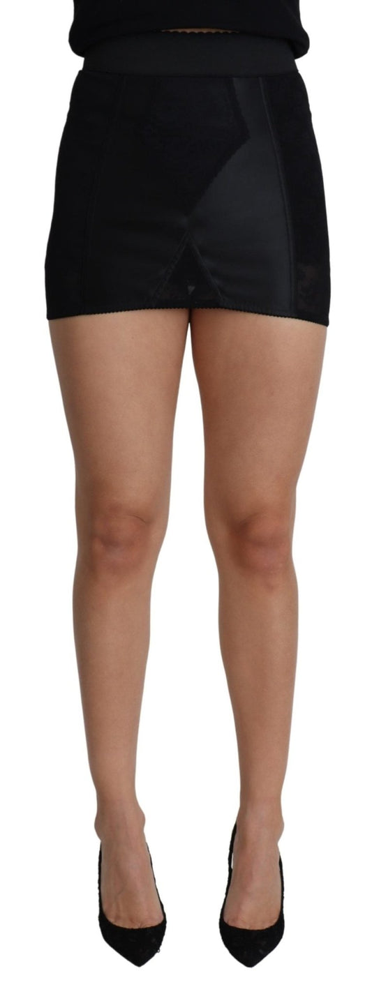 Black Mini Short Lace Stretch Skirt - coffeewithmee2Dolce & GabbanaP5601S