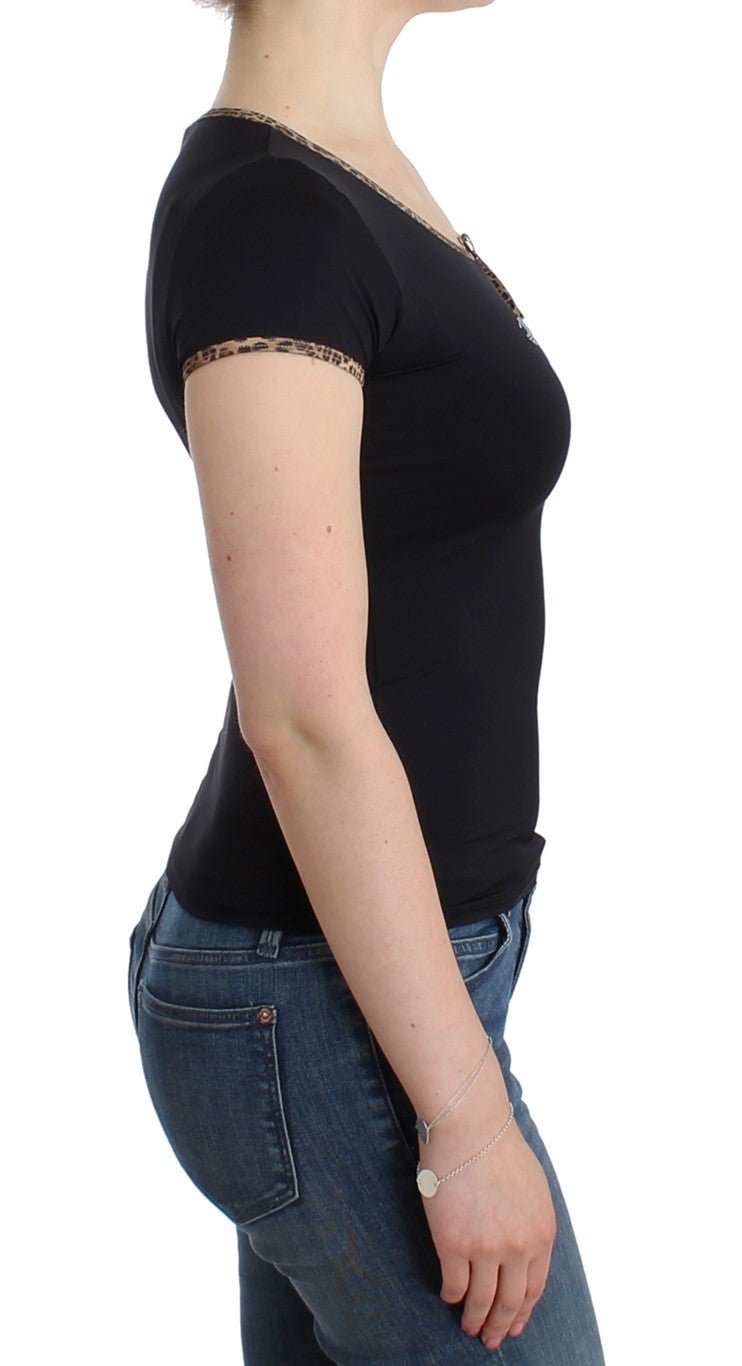 Black Nylon Top T-Shirt - coffeewithmee2CavalliP0536S