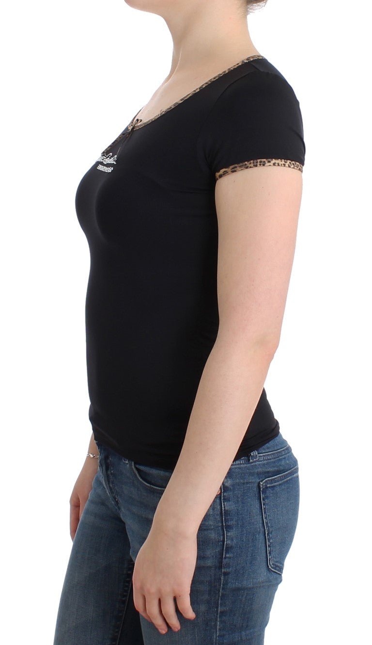 Black Nylon Top T-Shirt - coffeewithmee2CavalliP0536S