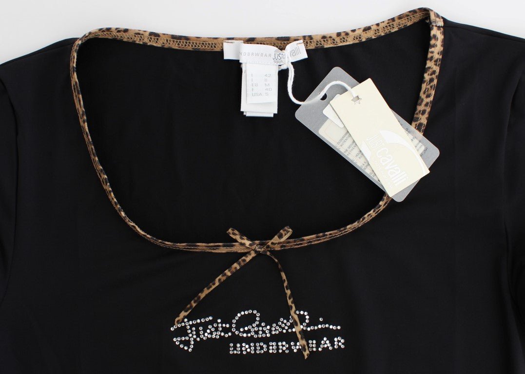 Black Nylon Top T-Shirt - coffeewithmee2CavalliP0536S