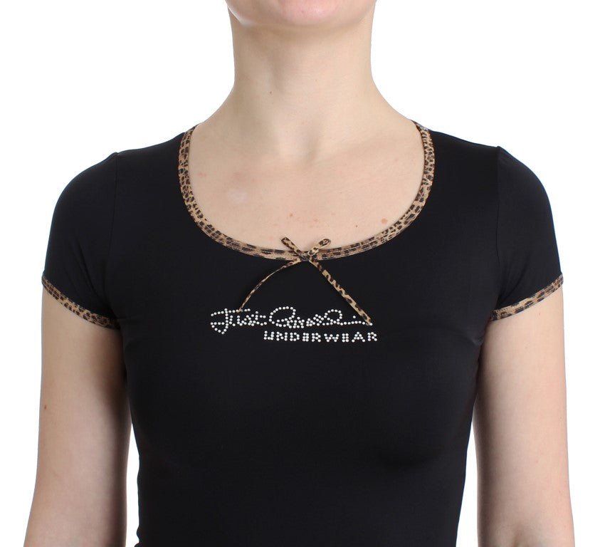 Black Nylon Top T-Shirt - coffeewithmee2CavalliP0536S