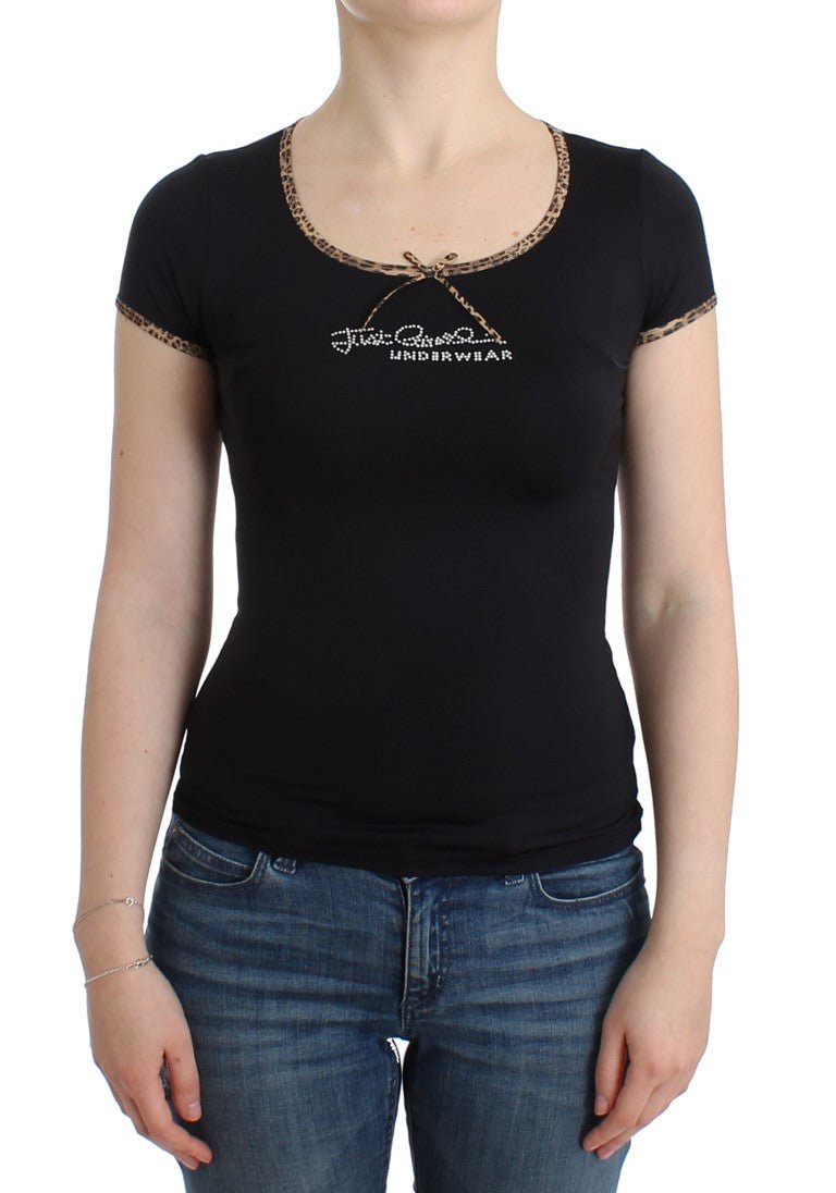 Black Nylon Top T-Shirt - coffeewithmee2CavalliP0536S