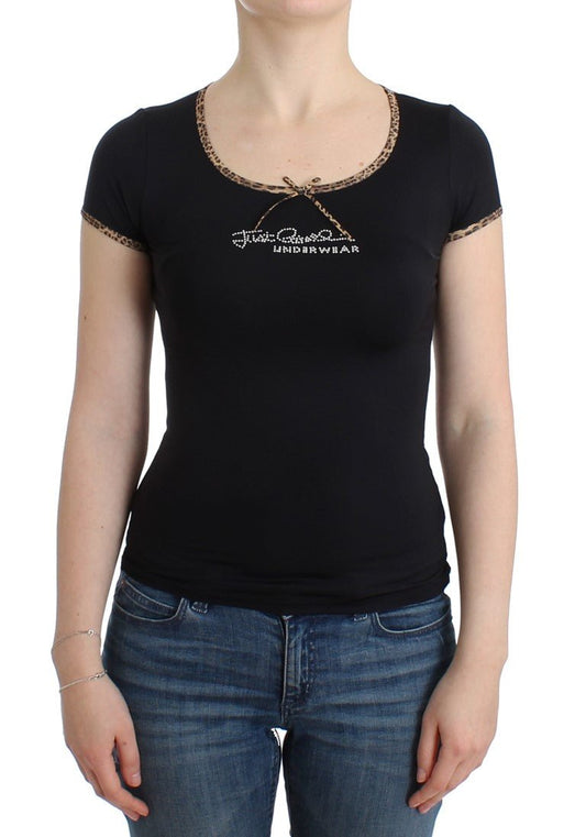 Black Nylon Top T-Shirt - coffeewithmee2CavalliP0536S