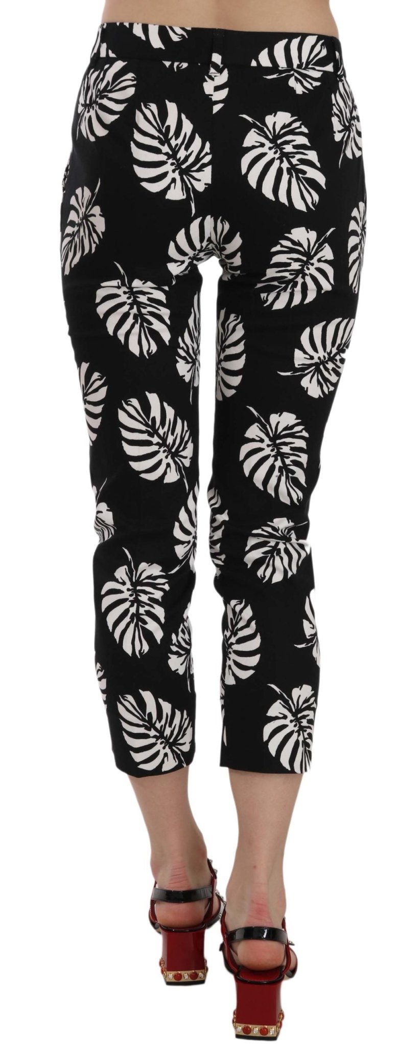 Black Palm Leaf Print Skinny Pants - coffeewithmee2Dolce & GabbanaP2393S