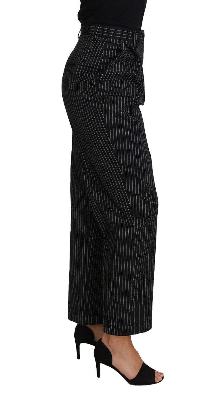 Black Pin Striped Dress Pants Cropped Straight Pant - coffeewithmee2Dolce & GabbanaP1575S