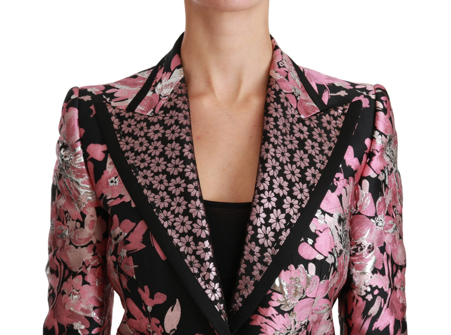 Black Pink Jacquard Slim Fit Blazer - coffeewithmee2Dolce & GabbanaP2949S